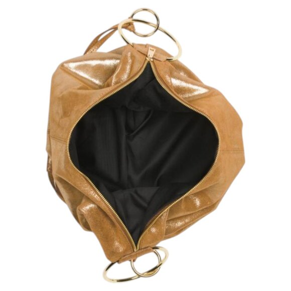 MARLON Made In Italy Leather Hobo With Metal Ring Details